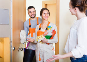 Showing interaction between house cleaners and customer